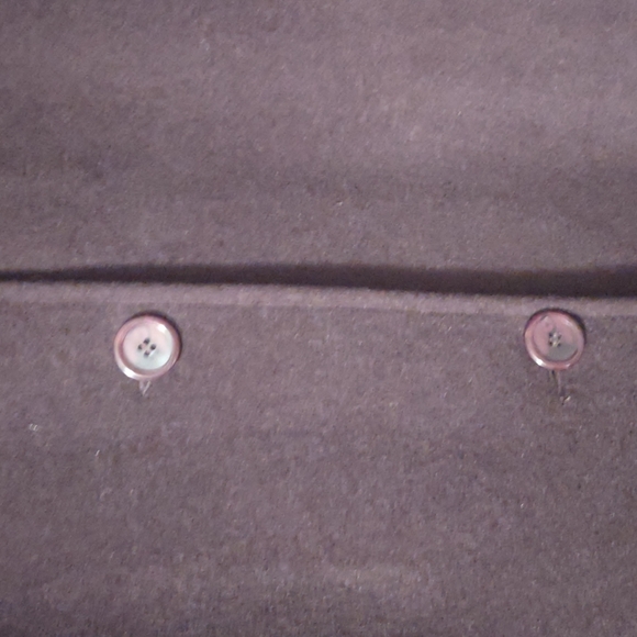 brown winter trench coat with faux fur trim, M - Picture 6 of 16